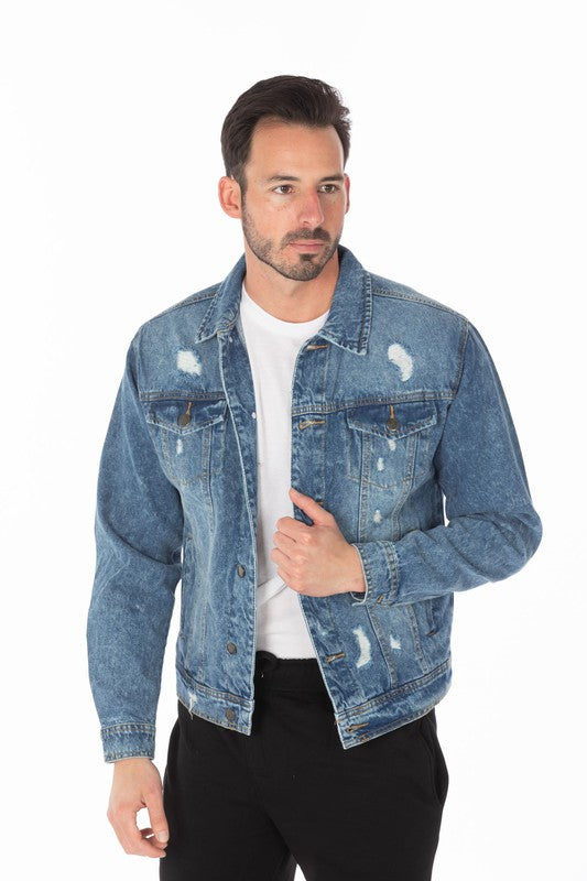 Men's Denim Jacket with Distressed | Zarnesh