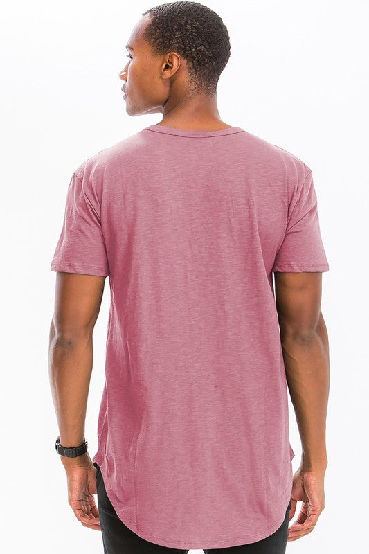 Men Cotton Scallop Shape Short Sleeve Cut Henley Button Shirt Zarnesh