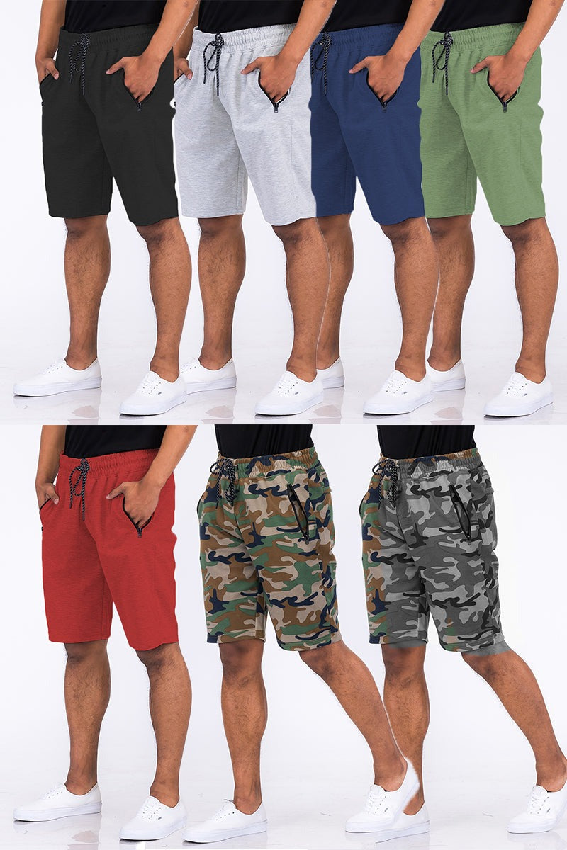 Men Plus Cotton Blend Elastic Waist with Drawstring Lounge Sweat Short Zarnesh