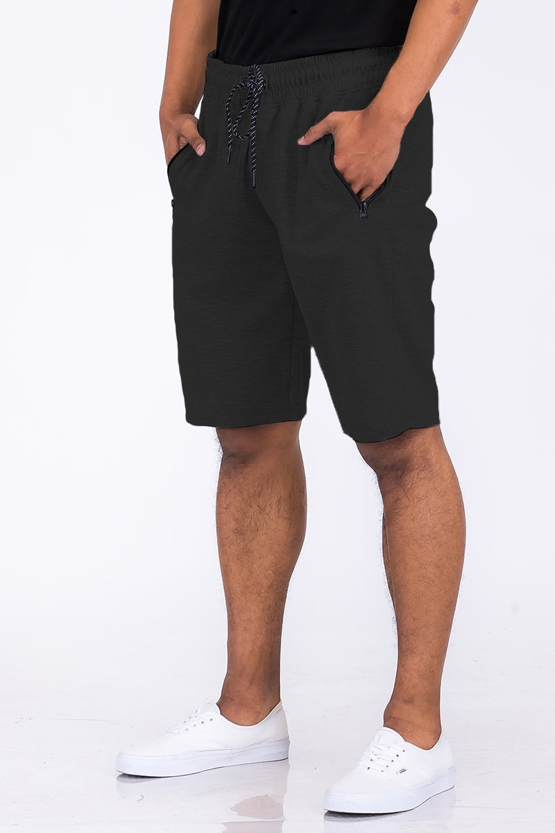 Men Plus Cotton Blend Elastic Waist with Drawstring Lounge Sweat Short Zarnesh