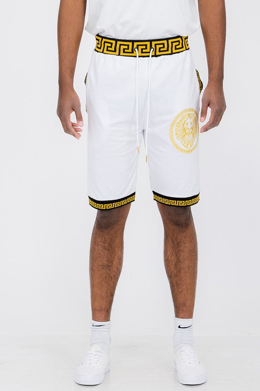 Men Lion Head Black and Gold Detail Shorts | Zarnesh