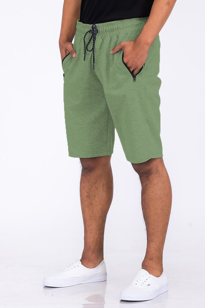 Men Plus Cotton Blend Elastic Waist with Drawstring Lounge Sweat Short Zarnesh