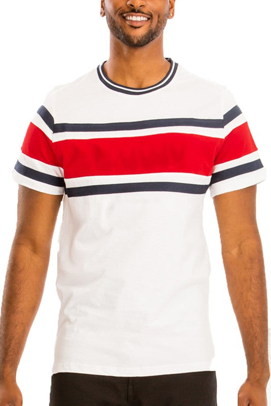 Men's 3-Stripes Cotton Tees Short Sleeve T-Shirt | Zarnesh