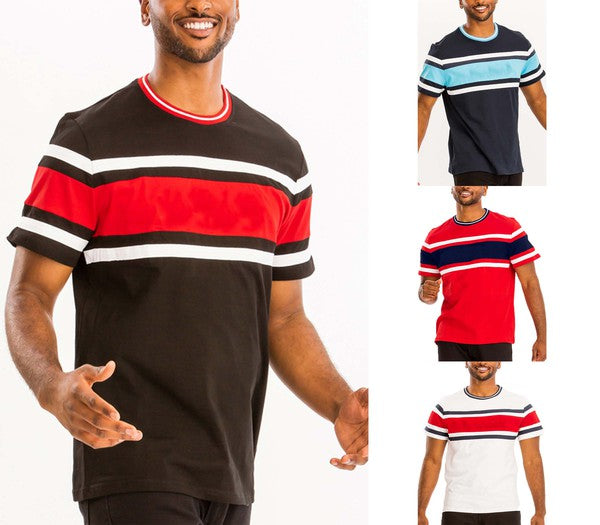 Men's 3-Stripes Cotton Tees Short Sleeve T-Shirt | Zarnesh