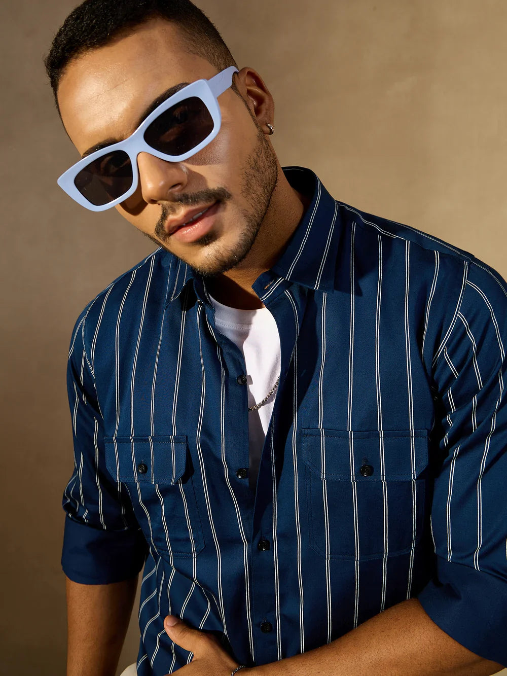 Men's Adoni Striped Dual Pocket Cotton Shirt | Zarnesh