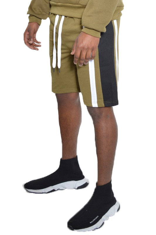 Men Weiv Color Block Stripe Sweat Shorts | Zarnesh