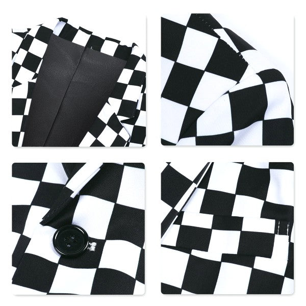 Men’s Checkered Blazer 1-Button Slim Fit Tuxedo Blazer Jacket | Zarnesh