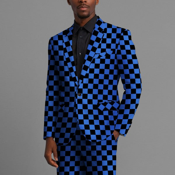 Men’s Checkered Blazer 1-Button Slim Fit Tuxedo Blazer Jacket | Zarnesh
