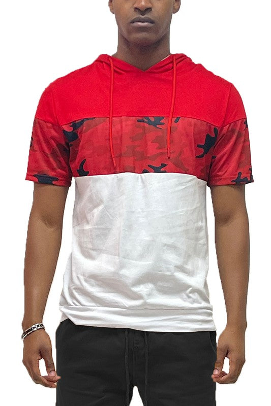 Men's Camo Color block Short Sleeves Hooded Shirt | Zarnesh