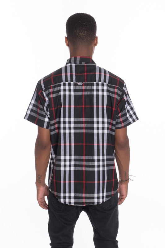 Men's Casual Short Sleeve Button Down Plaid Shirts | Zarnesh
