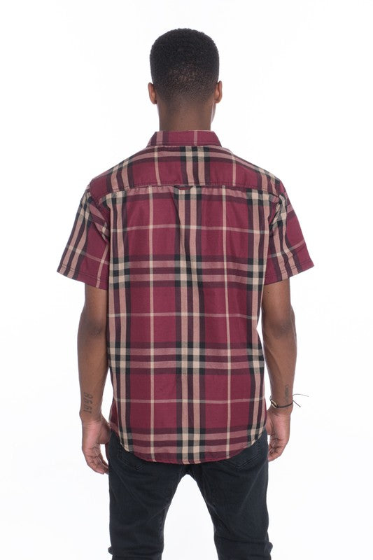 Men's Casual Short Sleeve Button Down Plaid Shirts | Zarnesh