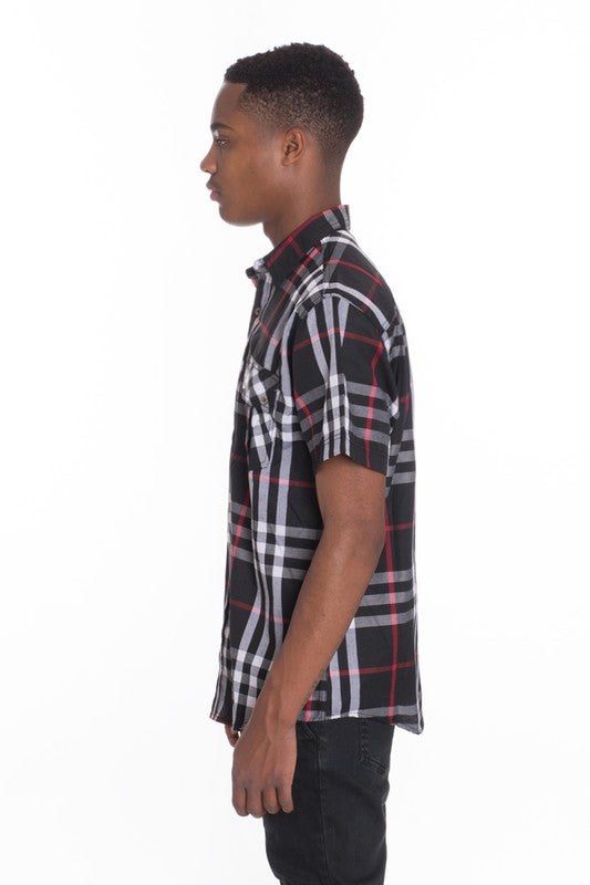 Men's Casual Short Sleeve Button Down Plaid Shirts | Zarnesh