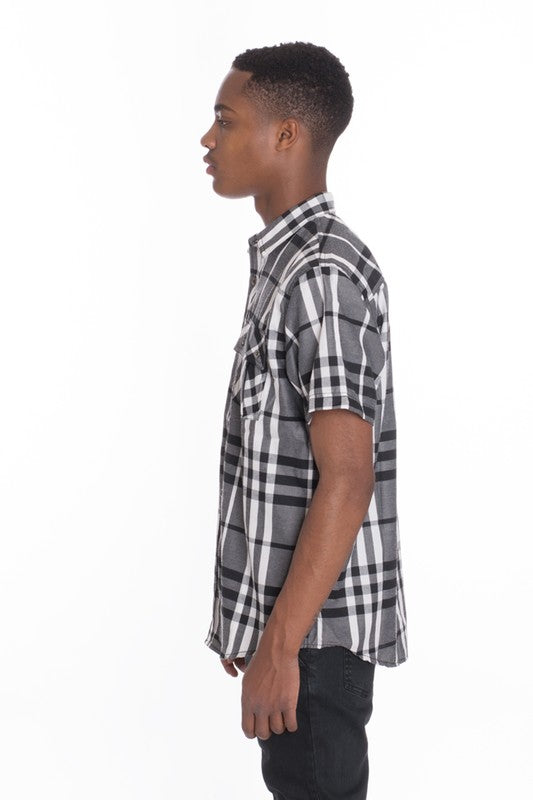 Men's Casual Short Sleeve Button Down Plaid Shirts | Zarnesh