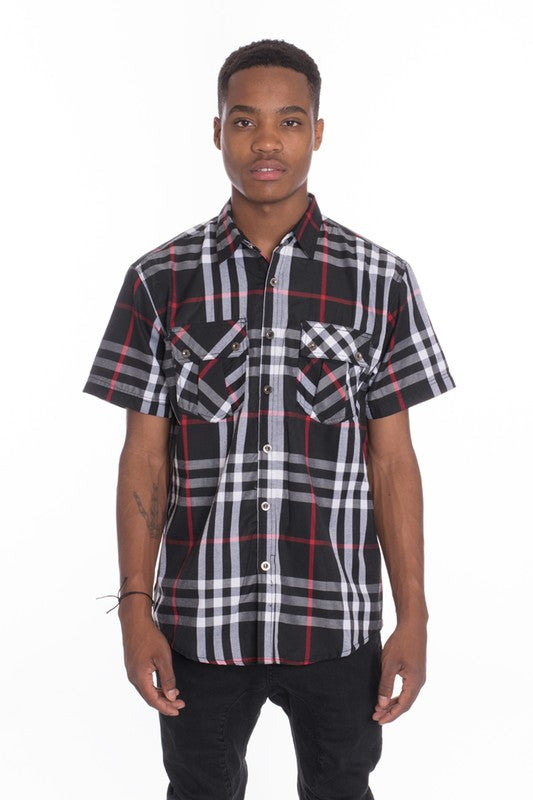 Men's Casual Short Sleeve Button Down Plaid Shirts | Zarnesh