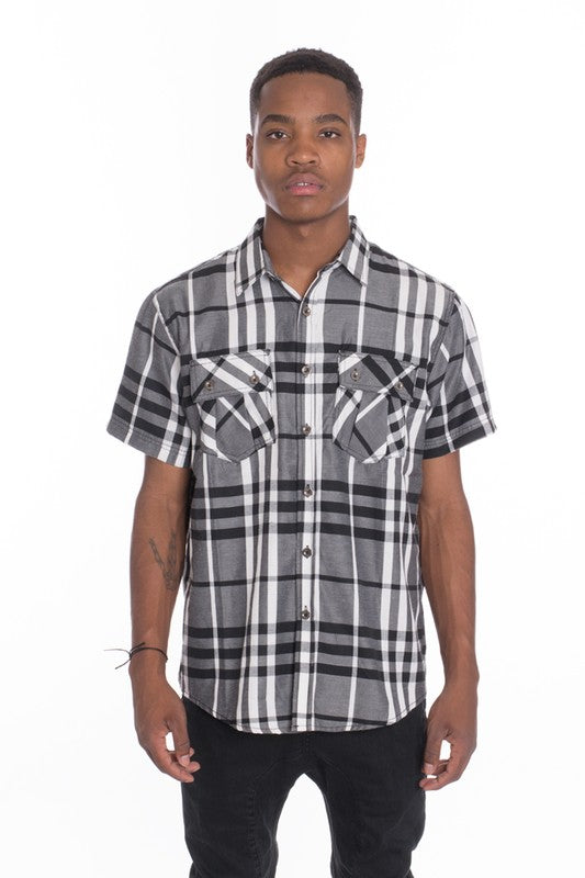 Men's Casual Short Sleeve Button Down Plaid Shirts | Zarnesh