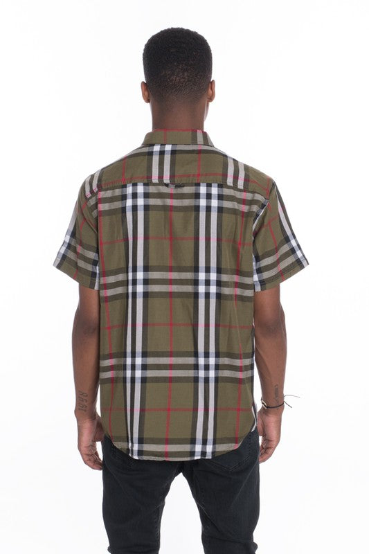 Men's Casual Short Sleeve Button Down Plaid Shirts | Zarnesh