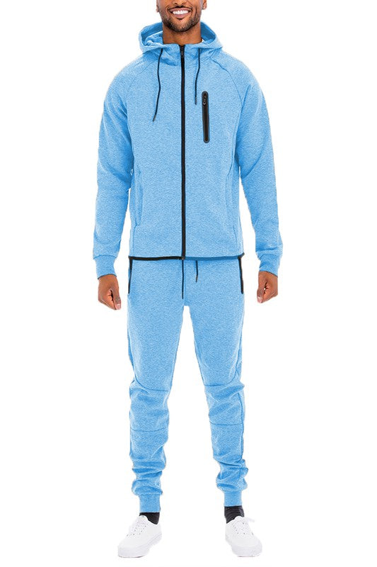 Men’s Casual Solid Full Zip Tracksuit Set | Zarnesh