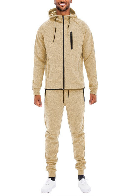 Men’s Casual Solid Full Zip Tracksuit Set | Zarnesh