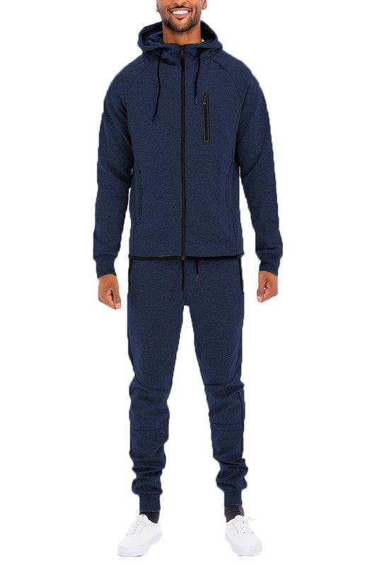 Men’s Casual Solid Full Zip Tracksuit Set | Zarnesh
