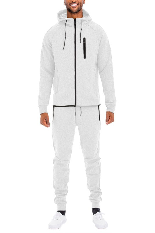 Men’s Casual Solid Full Zip Tracksuit Set | Zarnesh