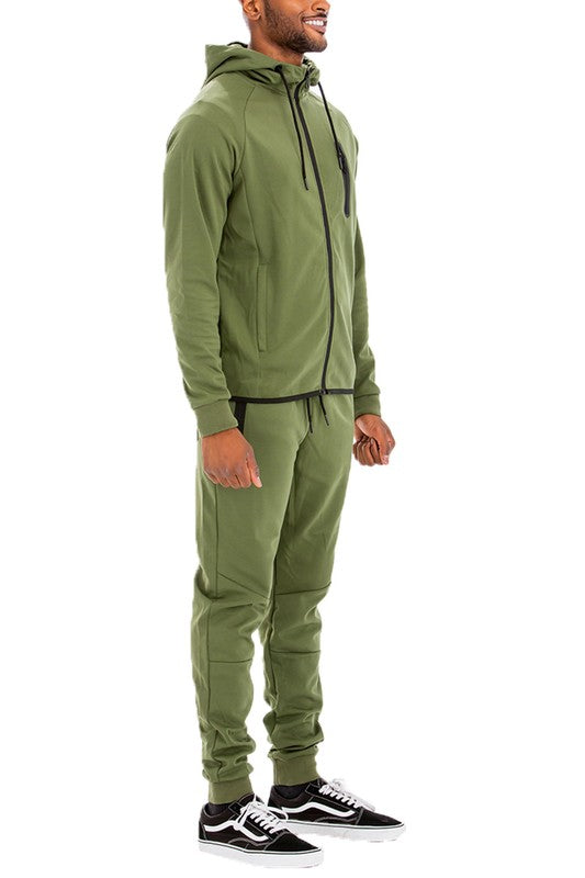 Men’s Casual Solid Full Zip Tracksuit Set | Zarnesh