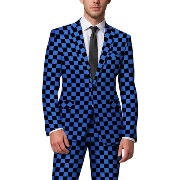 Men’s Checkered Blazer 1-Button Slim Fit Tuxedo Blazer Jacket | Zarnesh