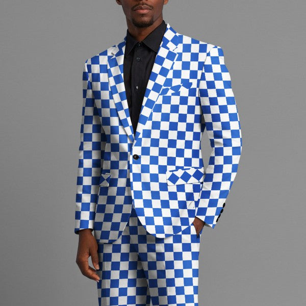 Men’s Checkered Blazer 1-Button Slim Fit Tuxedo Blazer Jacket | Zarnesh