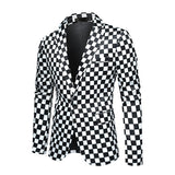 Men’s Checkered Blazer 1-Button Slim Fit Tuxedo Blazer Jacket | Zarnesh