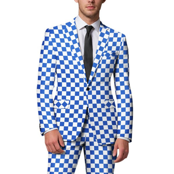Men’s Checkered Blazer 1-Button Slim Fit Tuxedo Blazer Jacket | Zarnesh