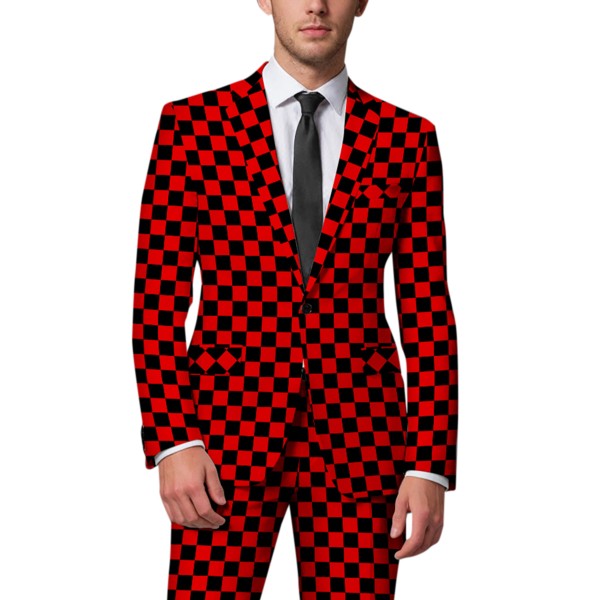 Men’s Checkered Blazer 1-Button Slim Fit Tuxedo Blazer Jacket | Zarnesh