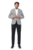 Men’s Checkered Blazer 1-Button Slim Fit Tuxedo Blazer Jacket | Zarnesh