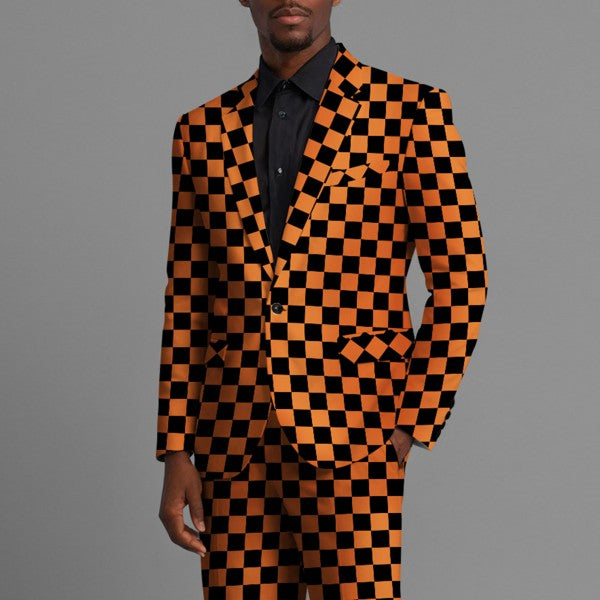 Men’s Checkered Blazer 1-Button Slim Fit Tuxedo Blazer Jacket | Zarnesh