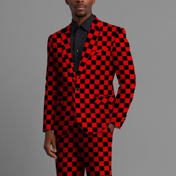 Men’s Checkered Blazer 1-Button Slim Fit Tuxedo Blazer Jacket | Zarnesh