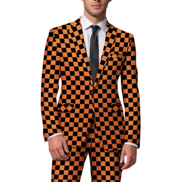 Men’s Checkered Blazer 1-Button Slim Fit Tuxedo Blazer Jacket | Zarnesh