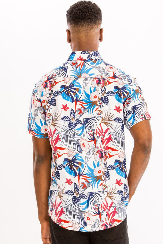 Men's Colorful Tropical Floral Hawaiian Shirt | Zarnesh
