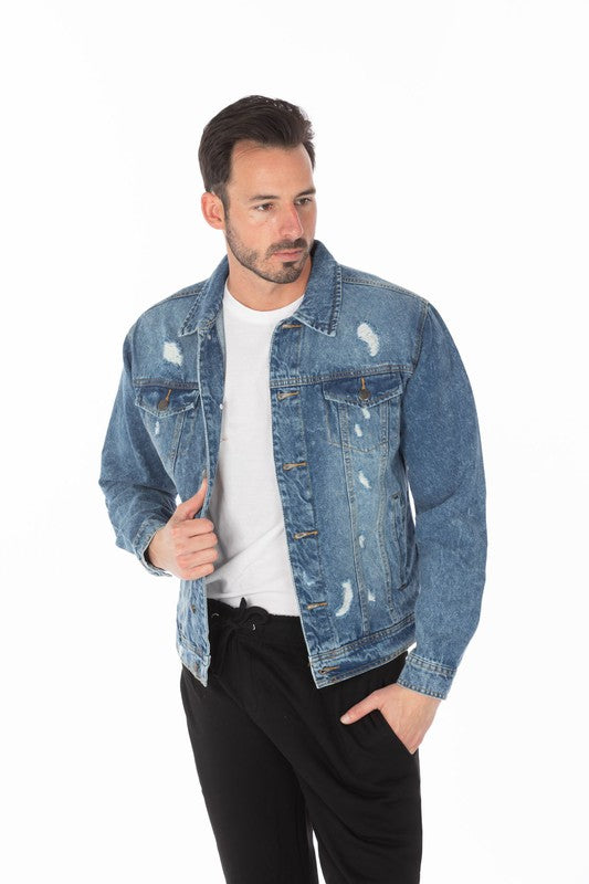 Men's Denim Jacket with Distressed | Zarnesh
