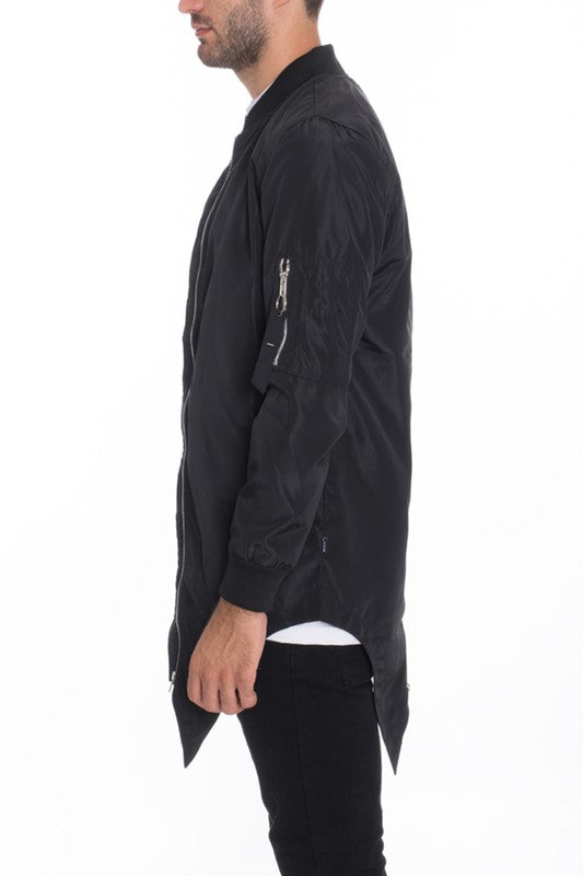 Men’s Fishtail Long Zip Up Bomber Jacket | Zarnesh