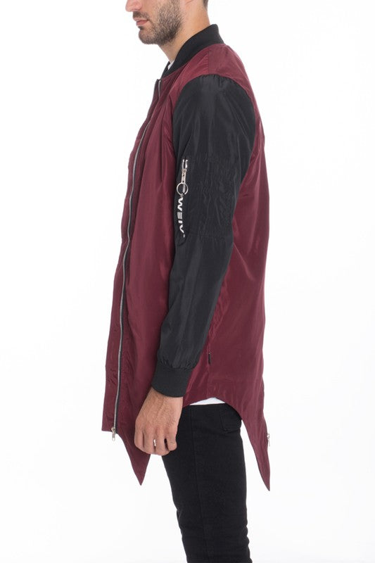 Men’s Fishtail Long Zip Up Bomber Jacket | Zarnesh