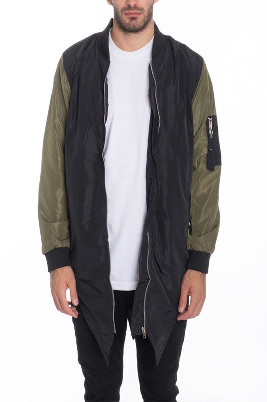 Men’s Fishtail Long Zip Up Bomber Jacket | Zarnesh