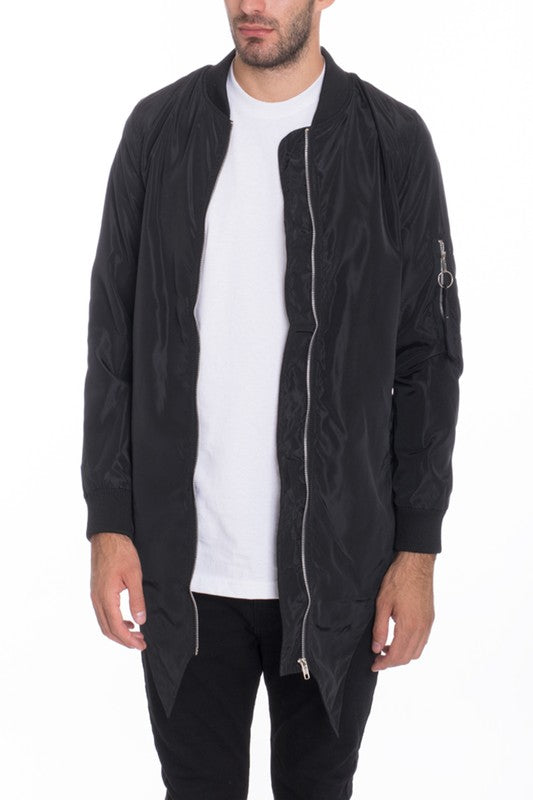 Men’s Fishtail Long Zip Up Bomber Jacket | Zarnesh