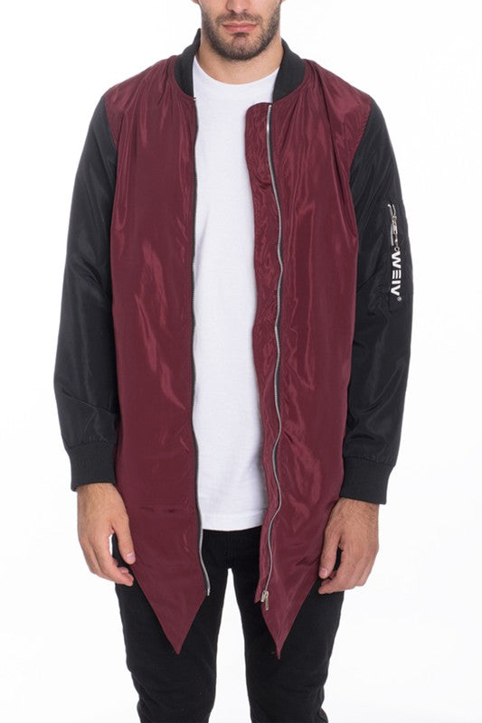 Men’s Fishtail Long Zip Up Bomber Jacket | Zarnesh