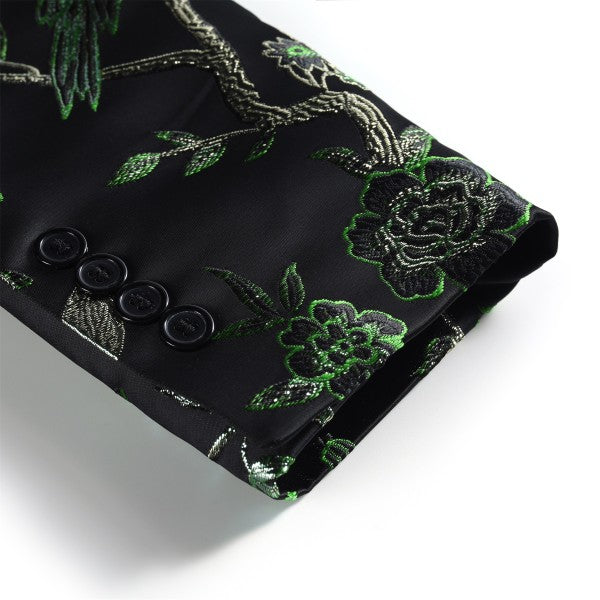 Men’s Floral Slim Fit 1-Button Embroidered Blazer Suit Set Tuxedo | Zarnesh