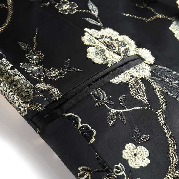 Men’s Floral Slim Fit 1-Button Embroidered Blazer Suit Set Tuxedo | Zarnesh