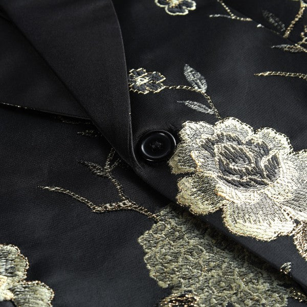 Men’s Floral Slim Fit 1-Button Embroidered Blazer Suit Set Tuxedo | Zarnesh