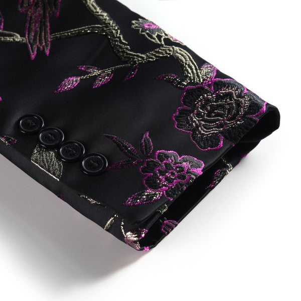 Men’s Floral Slim Fit 1-Button Embroidered Blazer Suit Set Tuxedo | Zarnesh