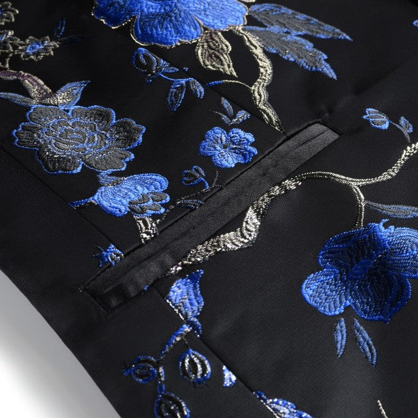 Men’s Floral Slim Fit 1-Button Embroidered Blazer Suit Set Tuxedo | Zarnesh
