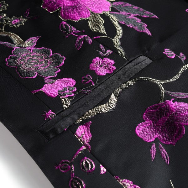 Men’s Floral Slim Fit 1-Button Embroidered Blazer Suit Set Tuxedo | Zarnesh