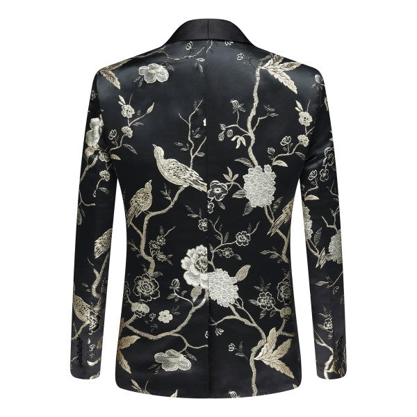 Men’s Floral Slim Fit 1-Button Embroidered Blazer Suit Set Tuxedo | Zarnesh