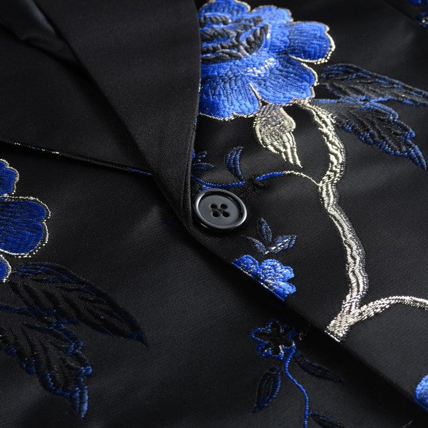 Men’s Floral Slim Fit 1-Button Embroidered Blazer Suit Set Tuxedo | Zarnesh