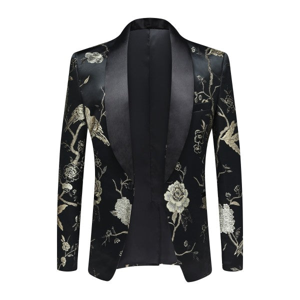 Men’s Floral Slim Fit 1-Button Embroidered Blazer Suit Set Tuxedo | Zarnesh